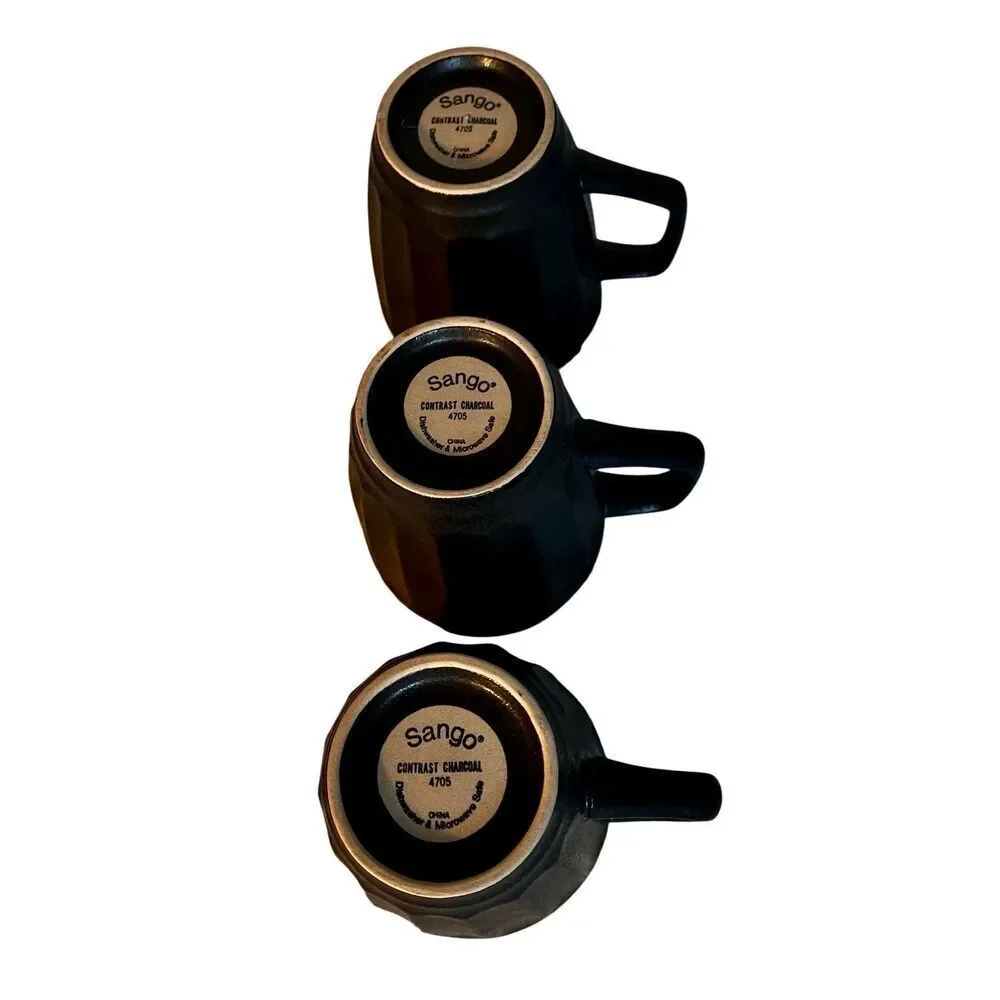 Set of 3 Sango Replacement Mugs Contrast Charcoal 4705